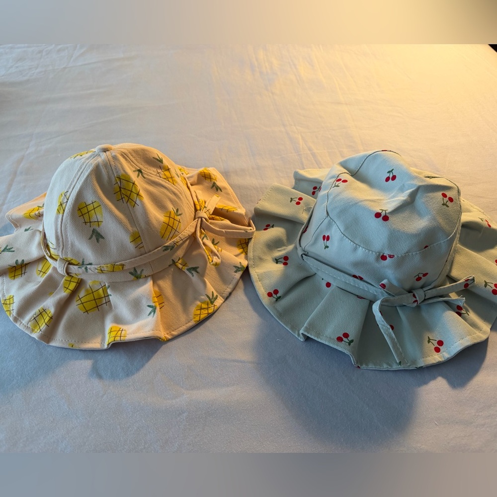 Kids Pineapple and Cherry Sun Hats